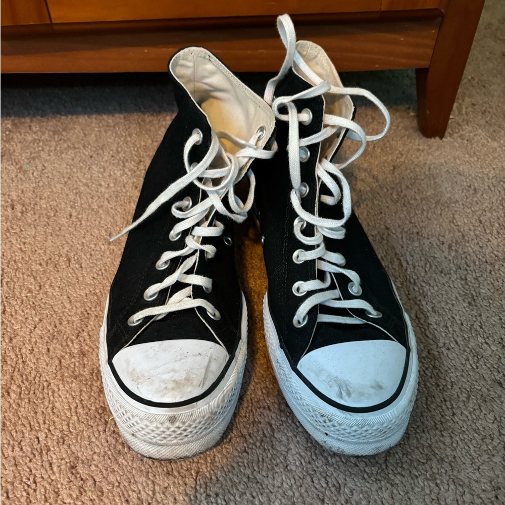 Black High-Top Converse with White Laces